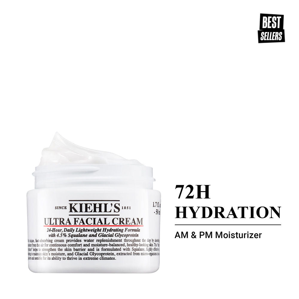 Kiehl's Ultra Facial Cream With 72 Hour Hydration - Moisturizer For Softer, Hydrated Skin