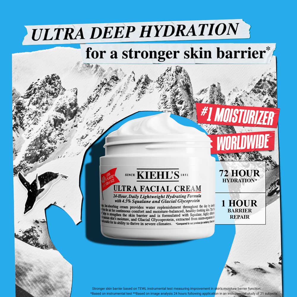 Kiehl's Ultra Facial Cream With 72 Hour Hydration - Moisturizer For Softer, Hydrated Skin
