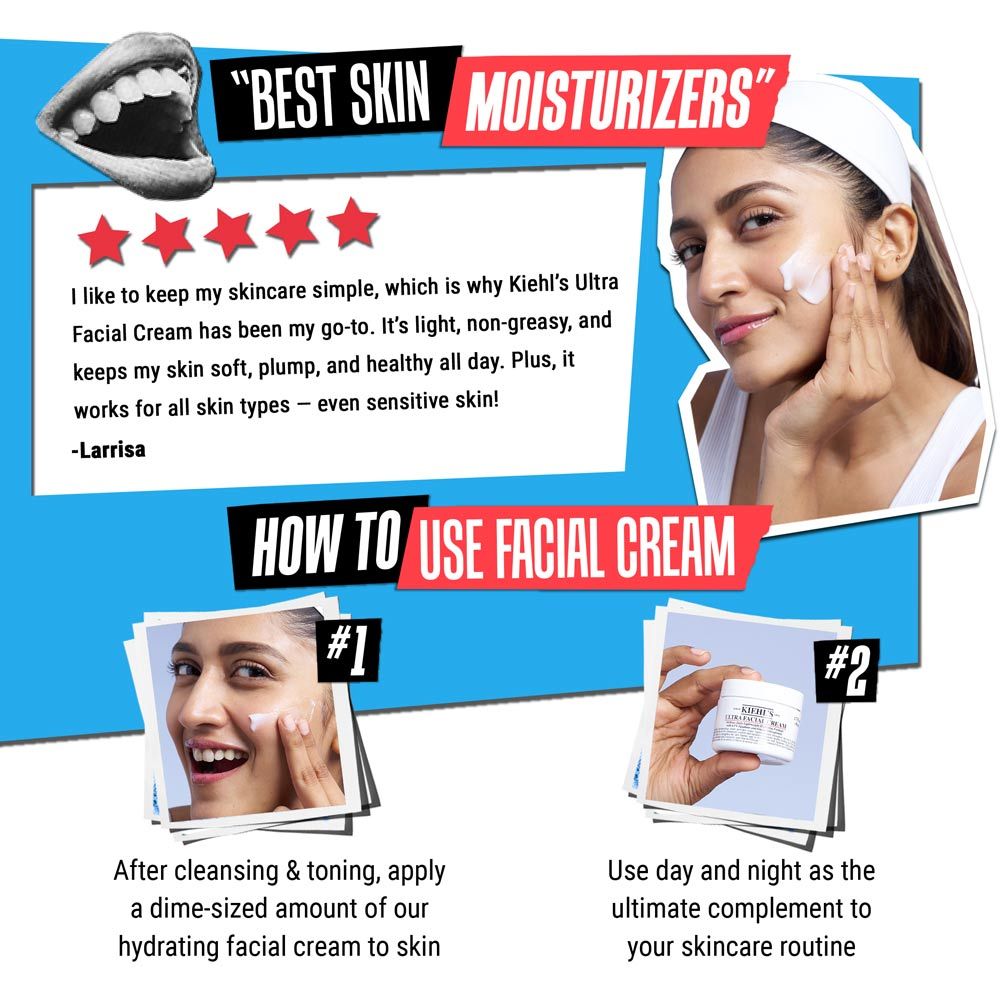 Kiehl's Ultra Facial Cream With 72 Hour Hydration - Moisturizer For Softer, Hydrated Skin