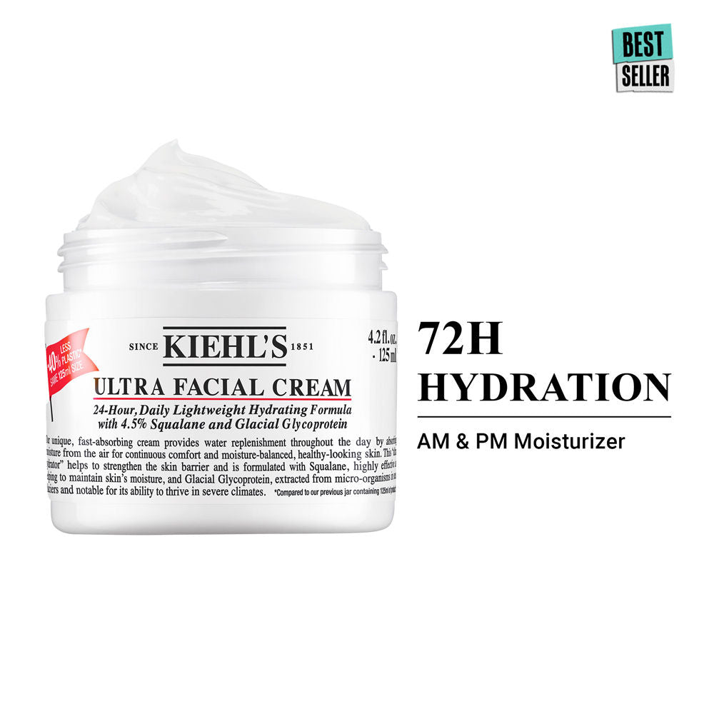 Kiehl's Ultra Facial Cream With 72 Hour Hydration - Moisturizer For Softer, Hydrated Skin